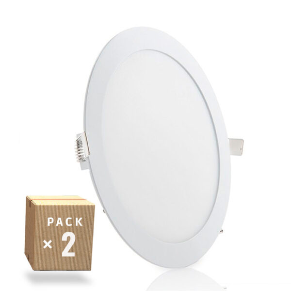 Pacote de 2 painéis LED 20W 2000Lm 6000ºK Circular 40.000H [GR-RDP15-20W-CW-PK2-AP]